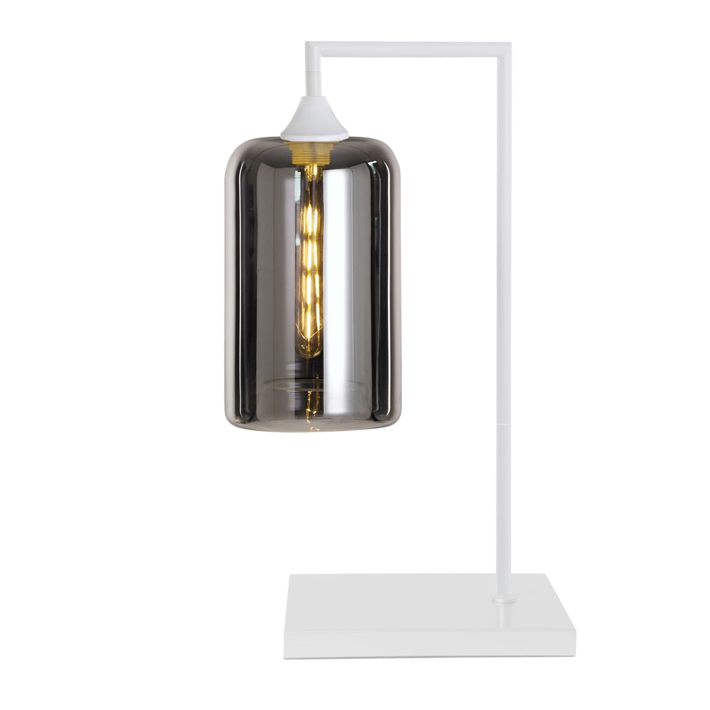 Murano Large White Table Lamp with Slim Cylinder Glass Shade