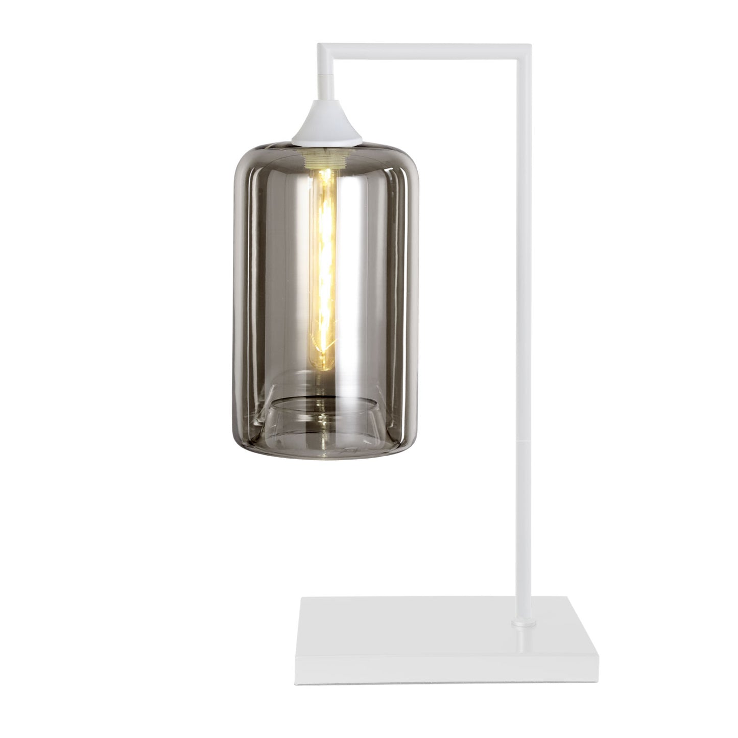 Murano Large White Table Lamp with Slim Cylinder Glass Shade