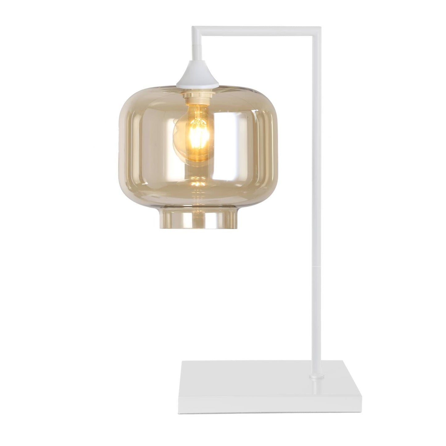 Murano Large White Table Lamp with Round Glass Shade