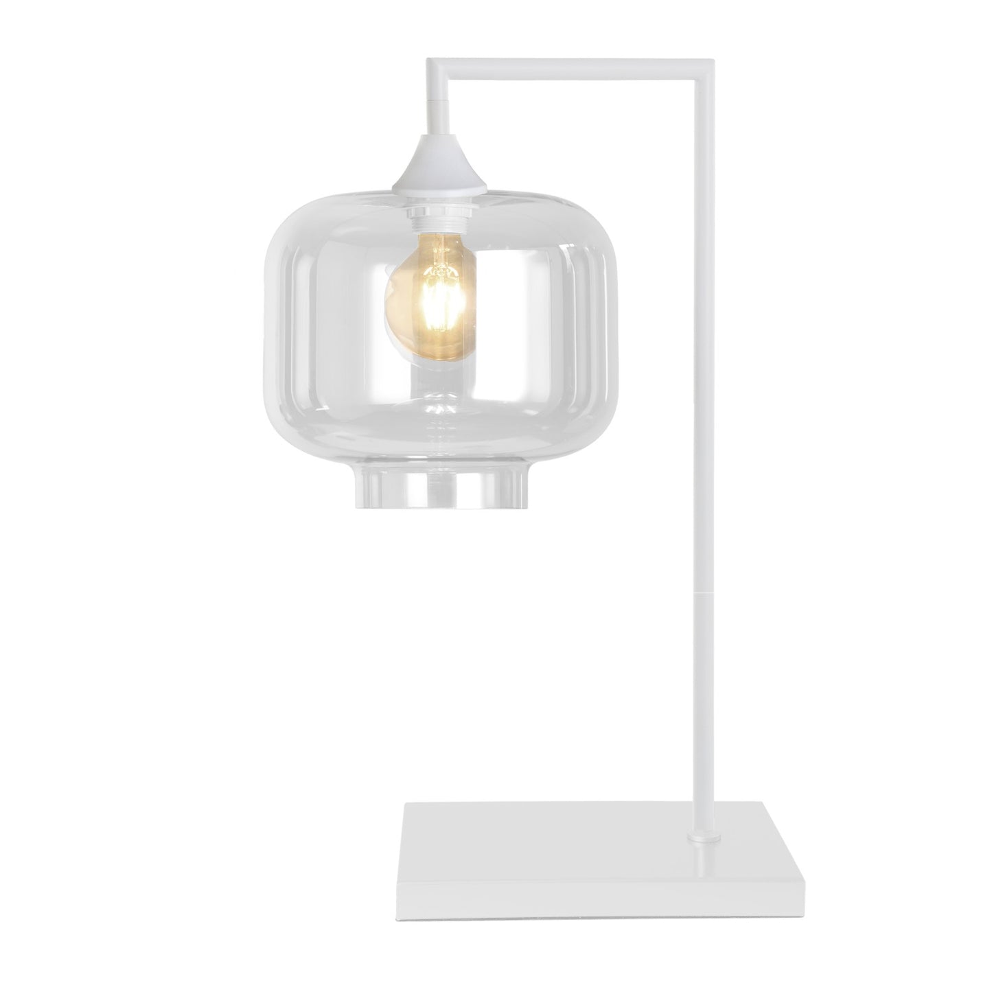 Murano Large White Table Lamp with Round Glass Shade