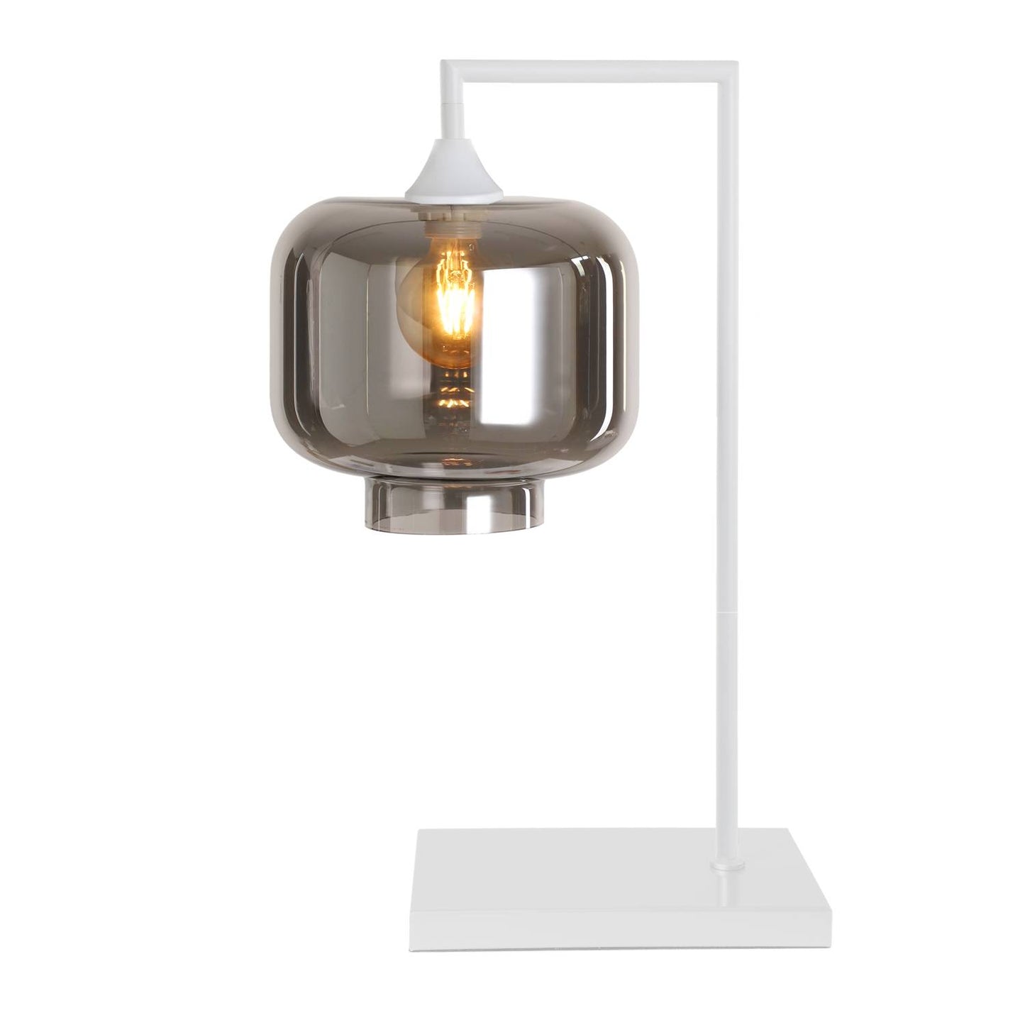 Murano Large White Table Lamp with Round Glass Shade