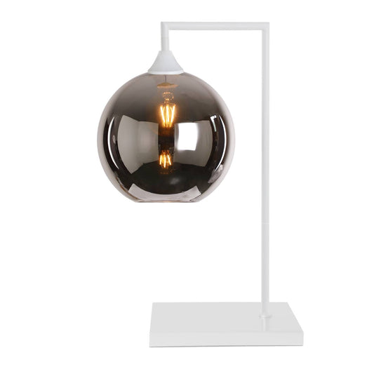 Murano Large White Table Lamp with clear Globe Glass Shade