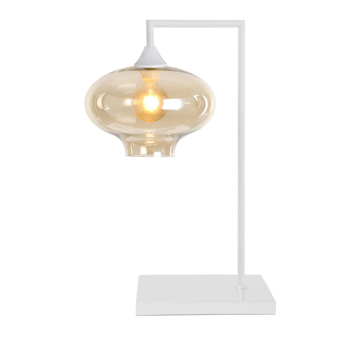 Murano Large White Table Lamp with Teardrop Glass Shade