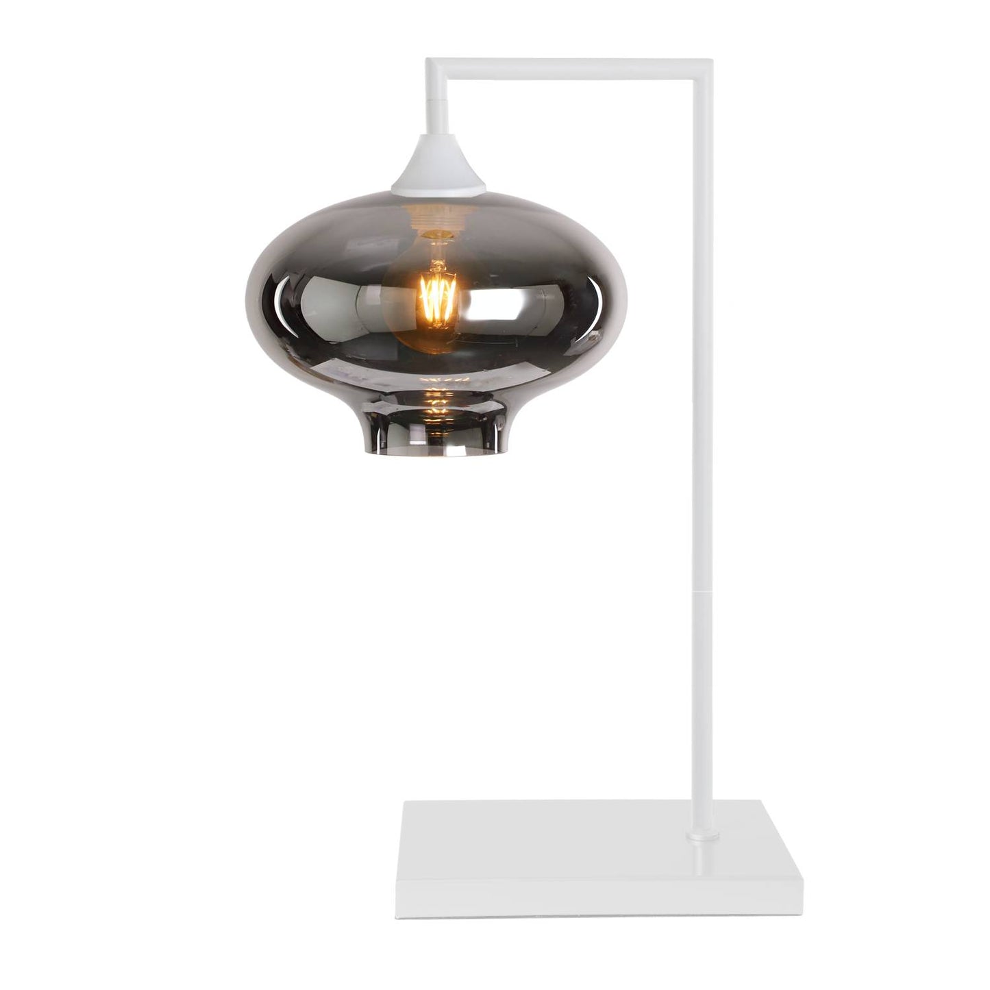 Murano Large White Table Lamp with Teardrop Glass Shade