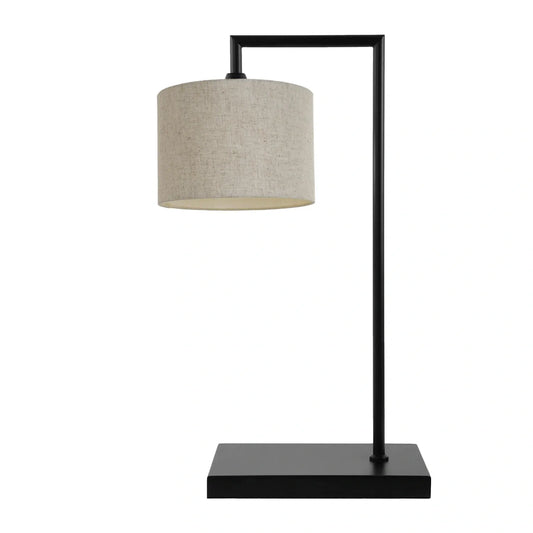 Murano Large Black Table Lamp with Woven Hand Made Fabric Shade