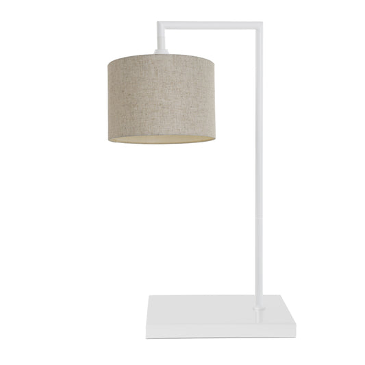 Murano Large White Table Lamp with Woven Hand Made Fabric Shade