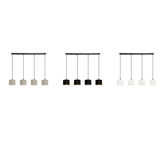 Murano 4 Light Pendant with 4 x hand made fabric shades