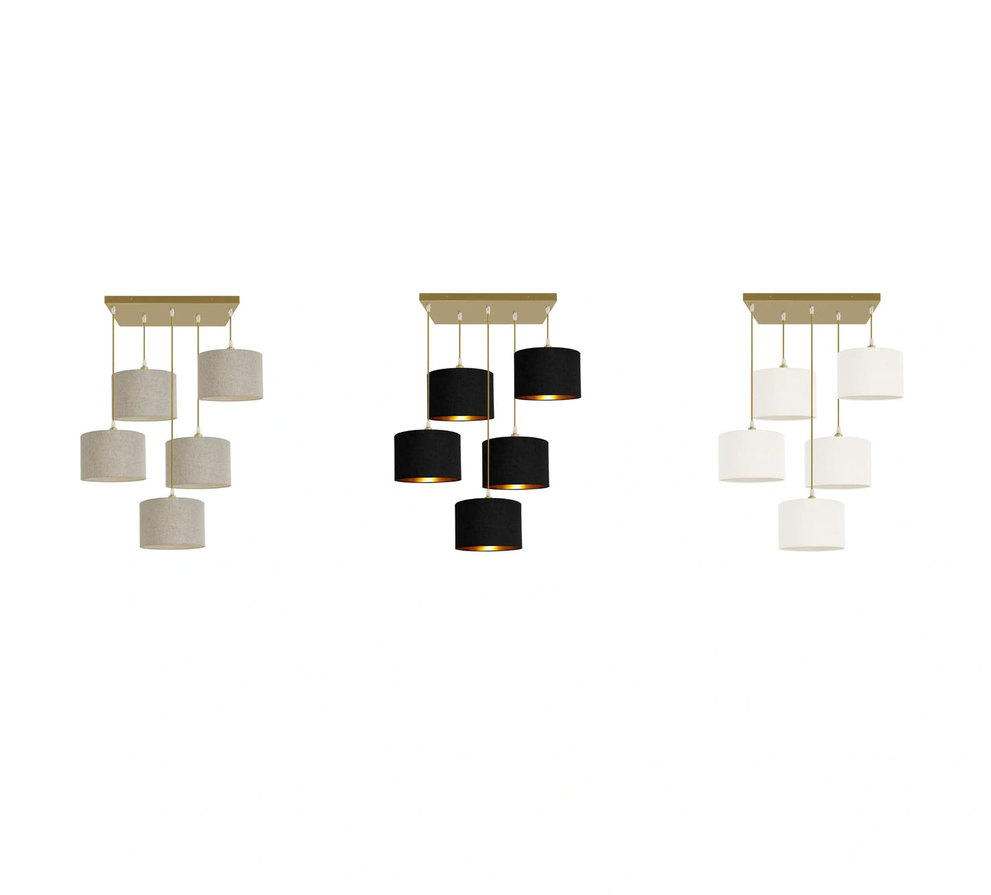 Murano 5 Light with woven hand made Fabric Shades