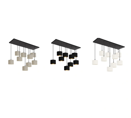 Murano 9 Light Pendant with Fabric Shades