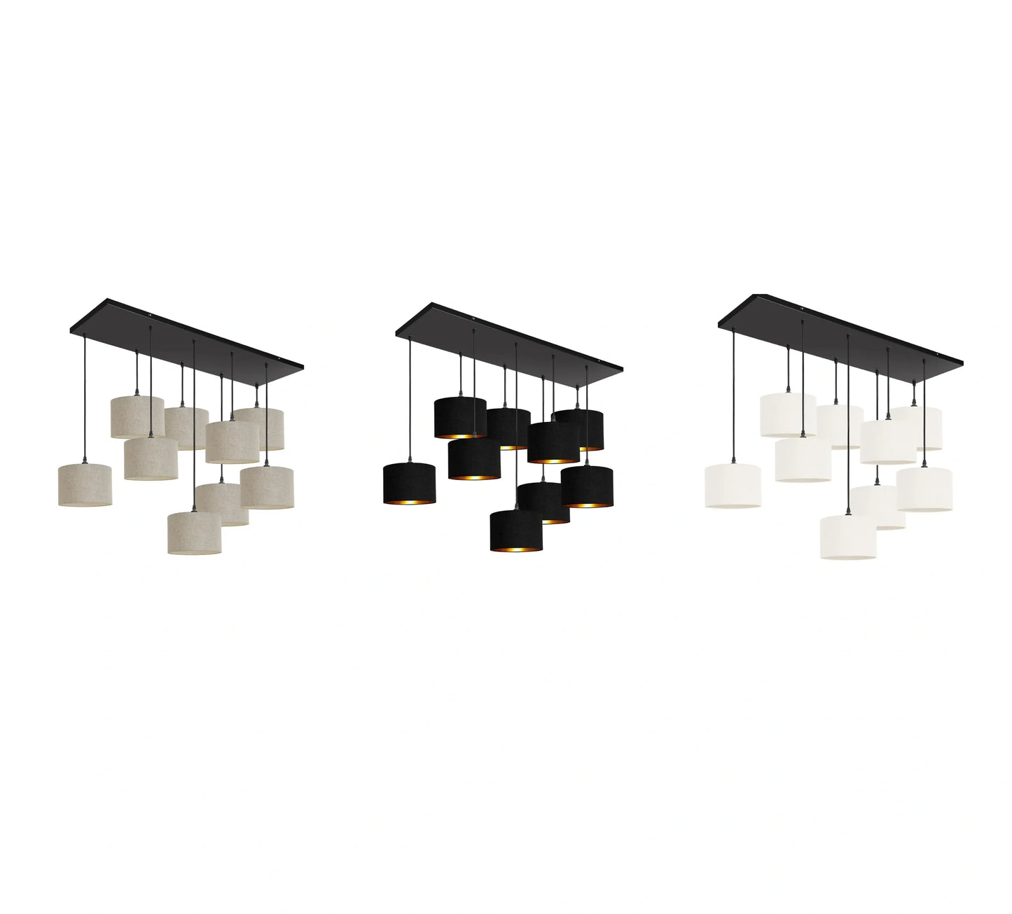 Murano 9 Light Pendant with Woven Hand Made Fabric Shades