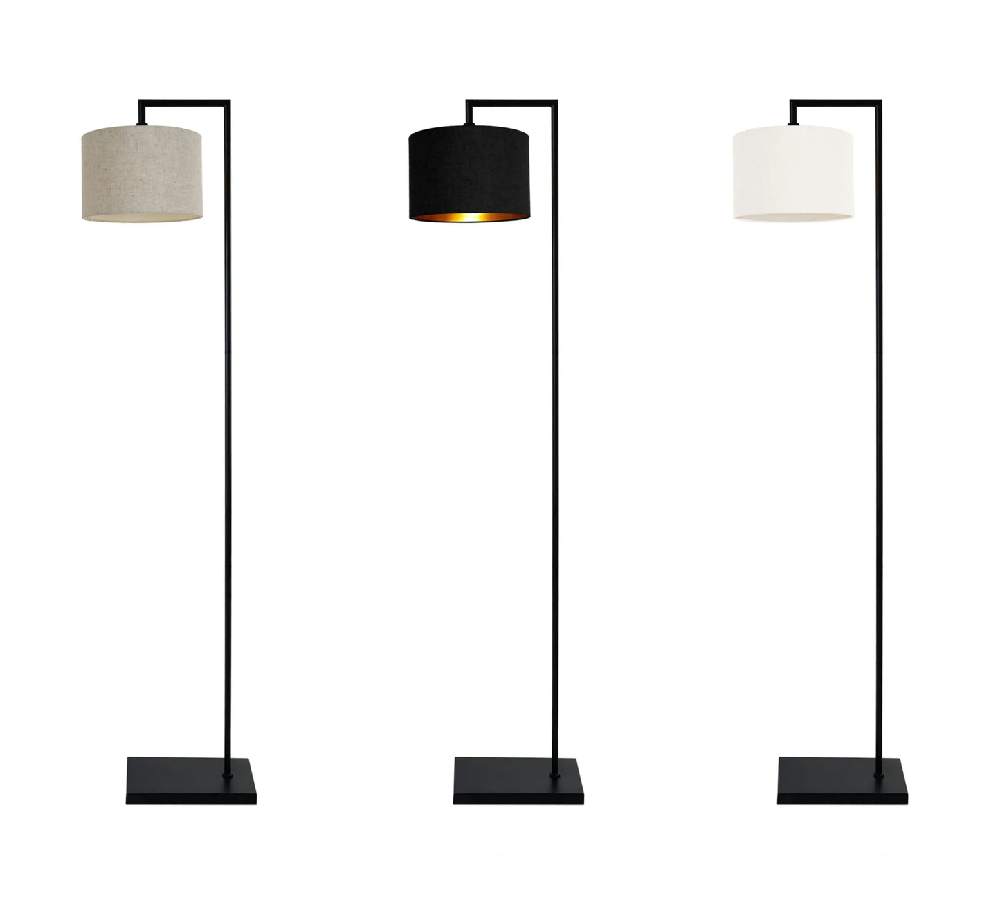 Murano Black Floor Lamp with Woven Large Hand Made fabric Shade
