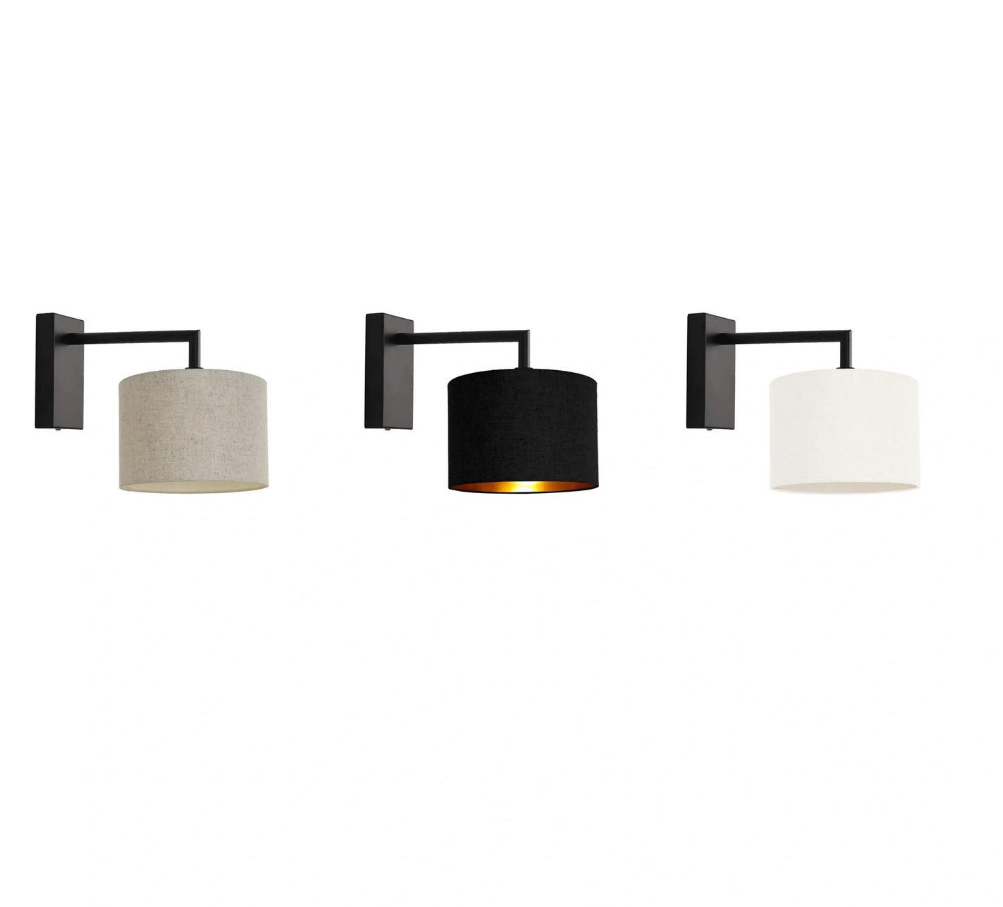 Murano Black Wall Light with Woven Hand Made Fabric Shade