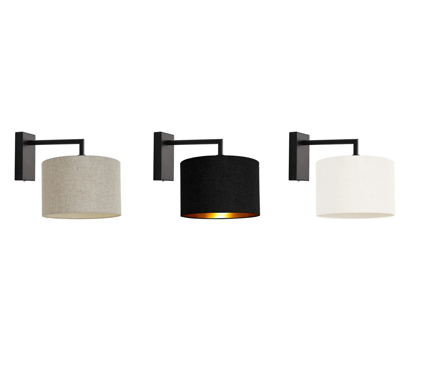 Murano Black Wall Light with Woven Hand Made Fabric Shade