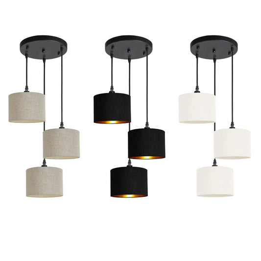 Murano 3 Light Pendant with fabric shades