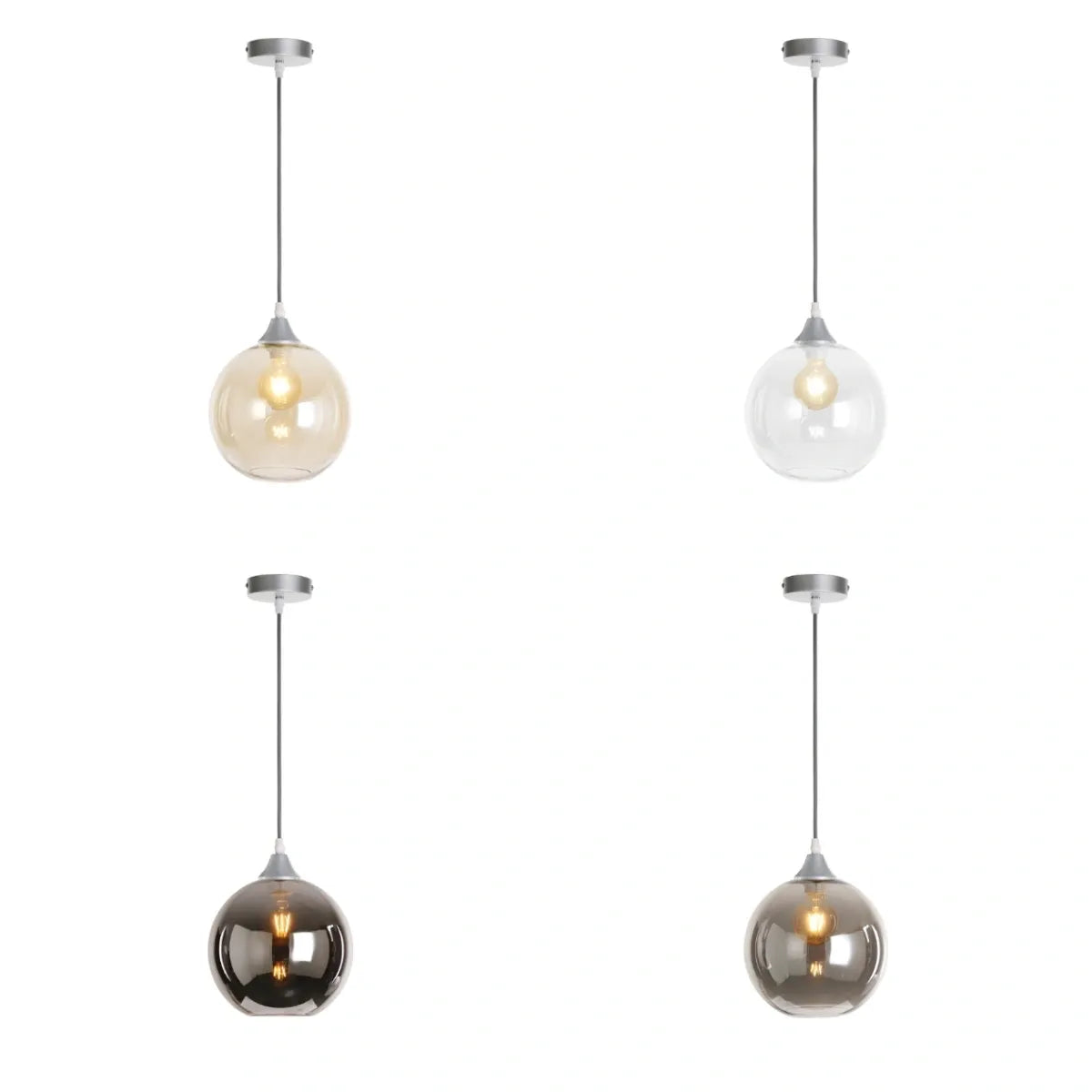 Murano 1 Light Silver Pendant With Globe shade