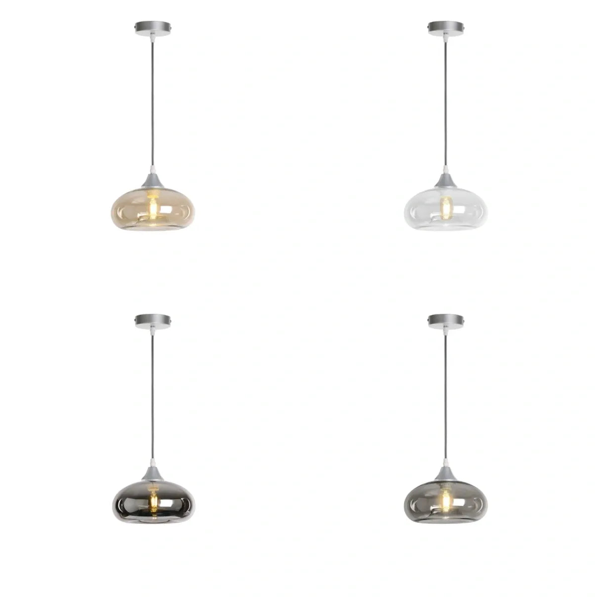 Murano 1 Light Silver Pendant Mushroom Shade