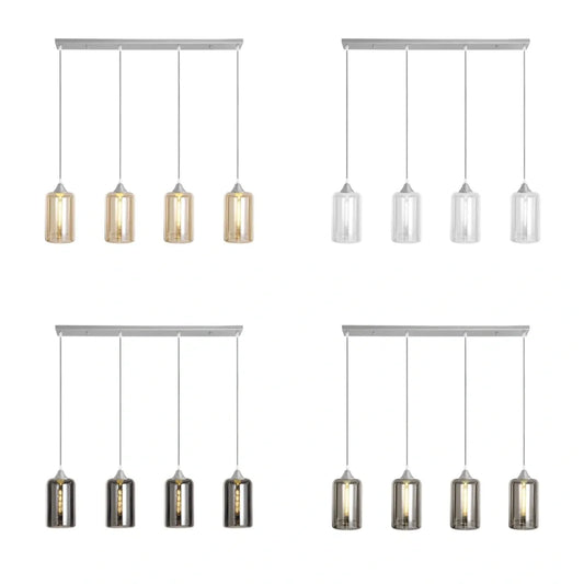 Murano 4 Light Silver Bar with Cylinder Glass shades