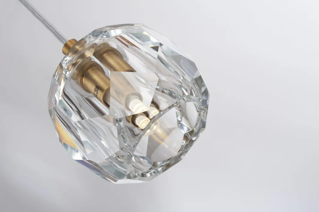 Burano Faceted Crystal 5 Light pendant Satin Brass/Gold