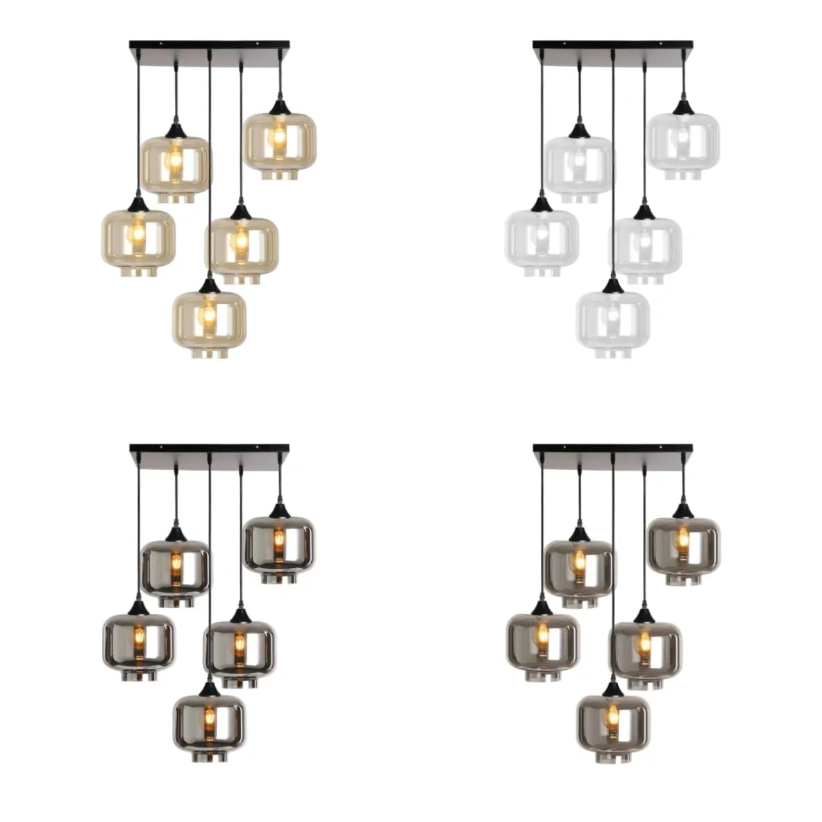 Murano 5 Light Pendant Round Shades