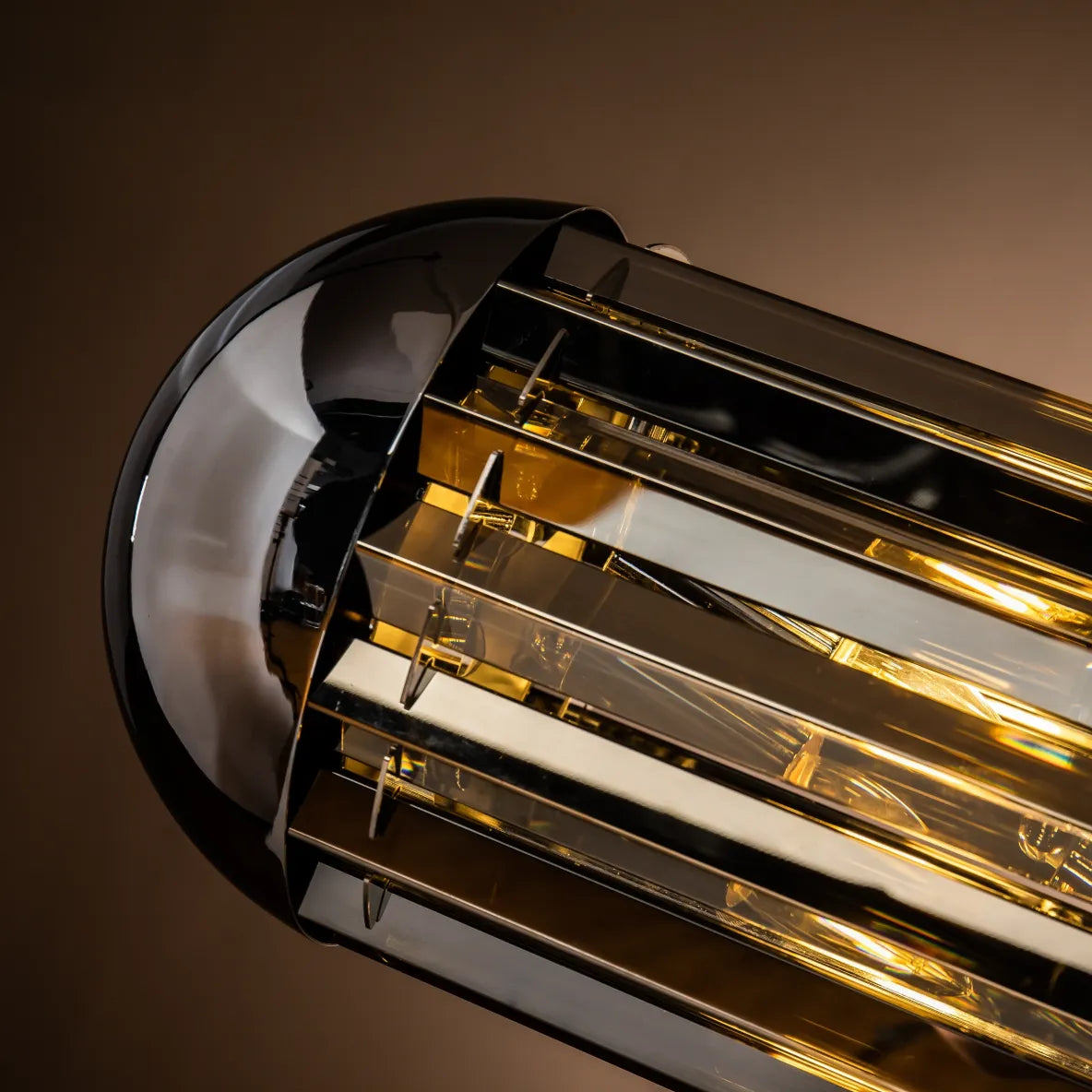 Burano Horizontal Smoke Crystal Bullet Pendant Chrome Extra Large