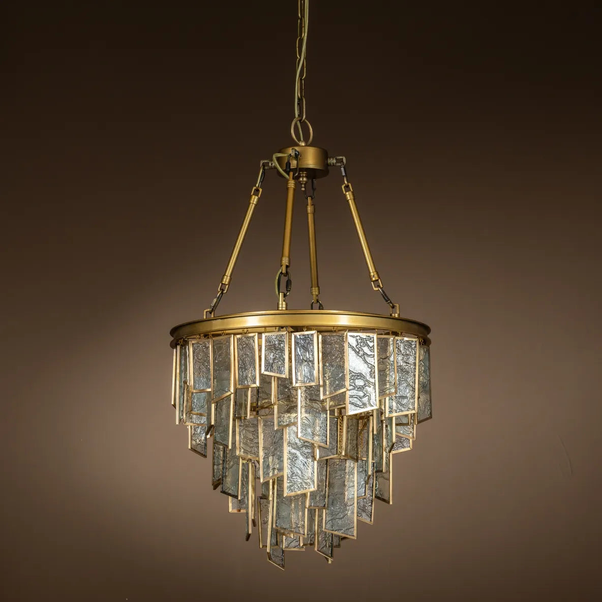 Burano Tiered Textured Glass Pendant Brass/Gold