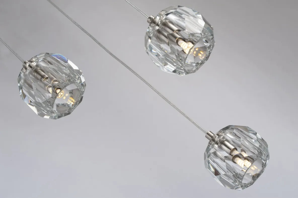 Burano Faceted Crystal 5 Light Bar Pendant Satin Nickel