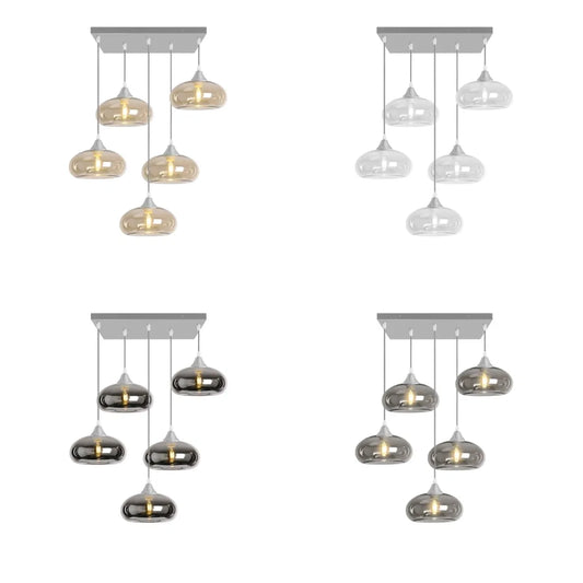 Murano 5 Light Silver Pendant Mushroom Shades