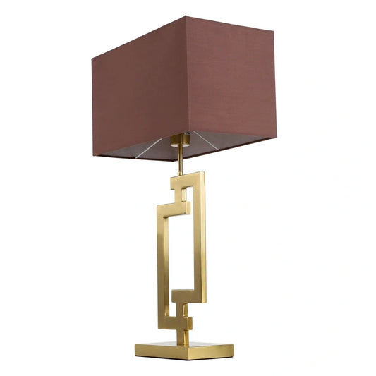 Large Brass table Lamp with Rectangle shade