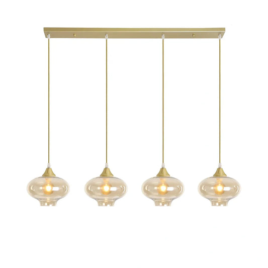 Murano 4 Light Gold Bar with Teardrop Glass shades