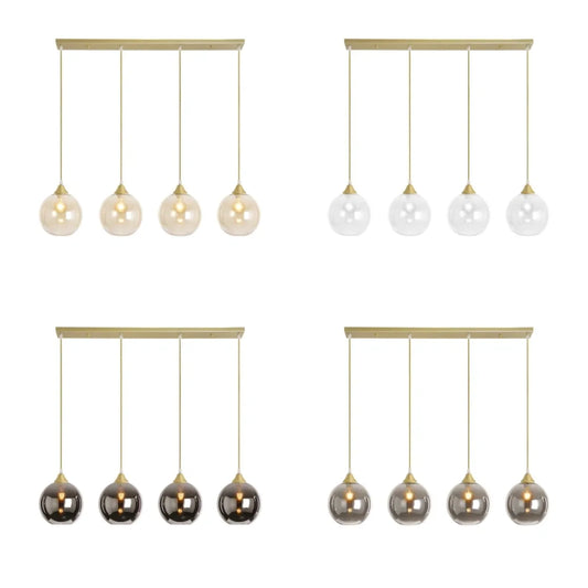 Murano 4 Light Gold Bar with Globe Glass shades