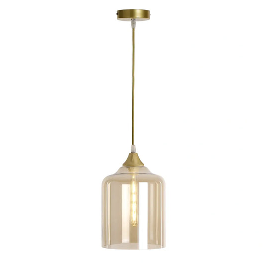 Murano 1 Light Pendant Large Cylinder Gold
