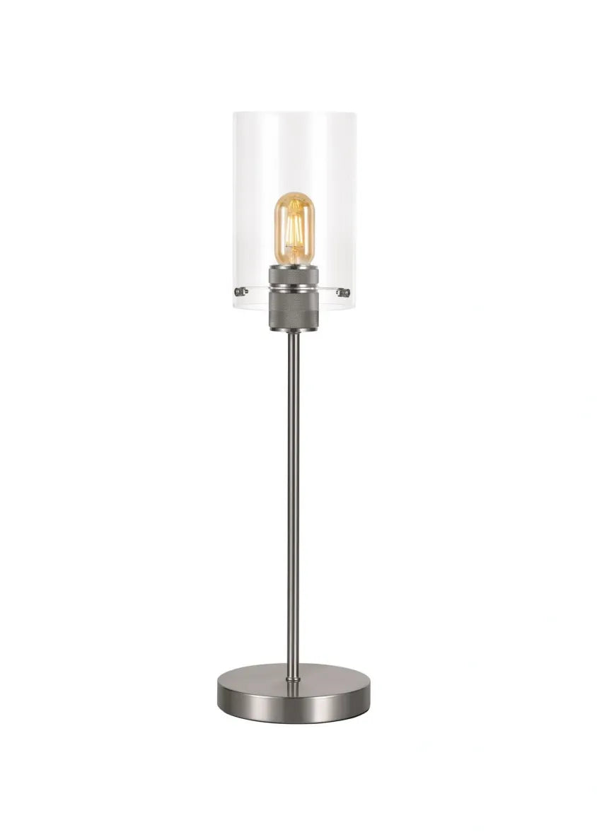 Slim Nickel Table lamp with Clear Glass Shade