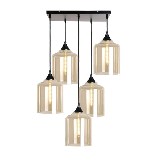 Murano 5 Light Pendant Large Cylinder Shades