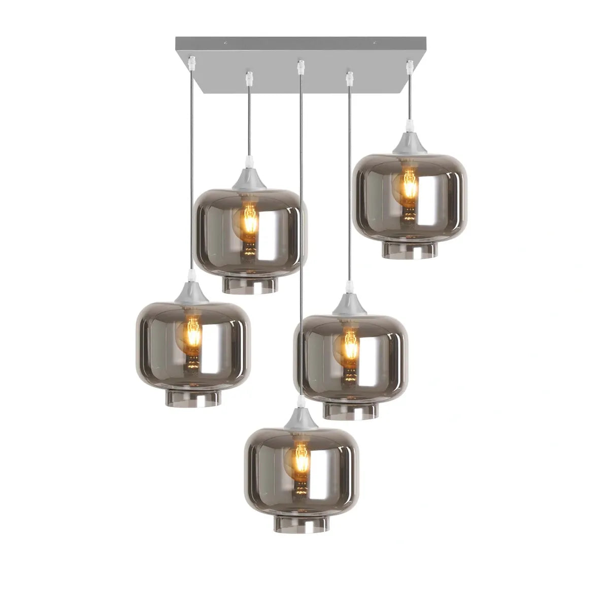 Murano 5 Light Silver Pendant Round Shades