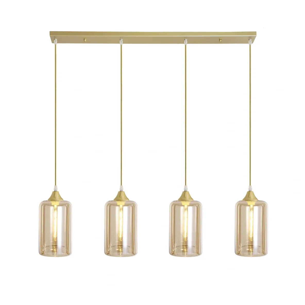 Murano 4 Light Bar Slim Cylinder Amber Glass shades