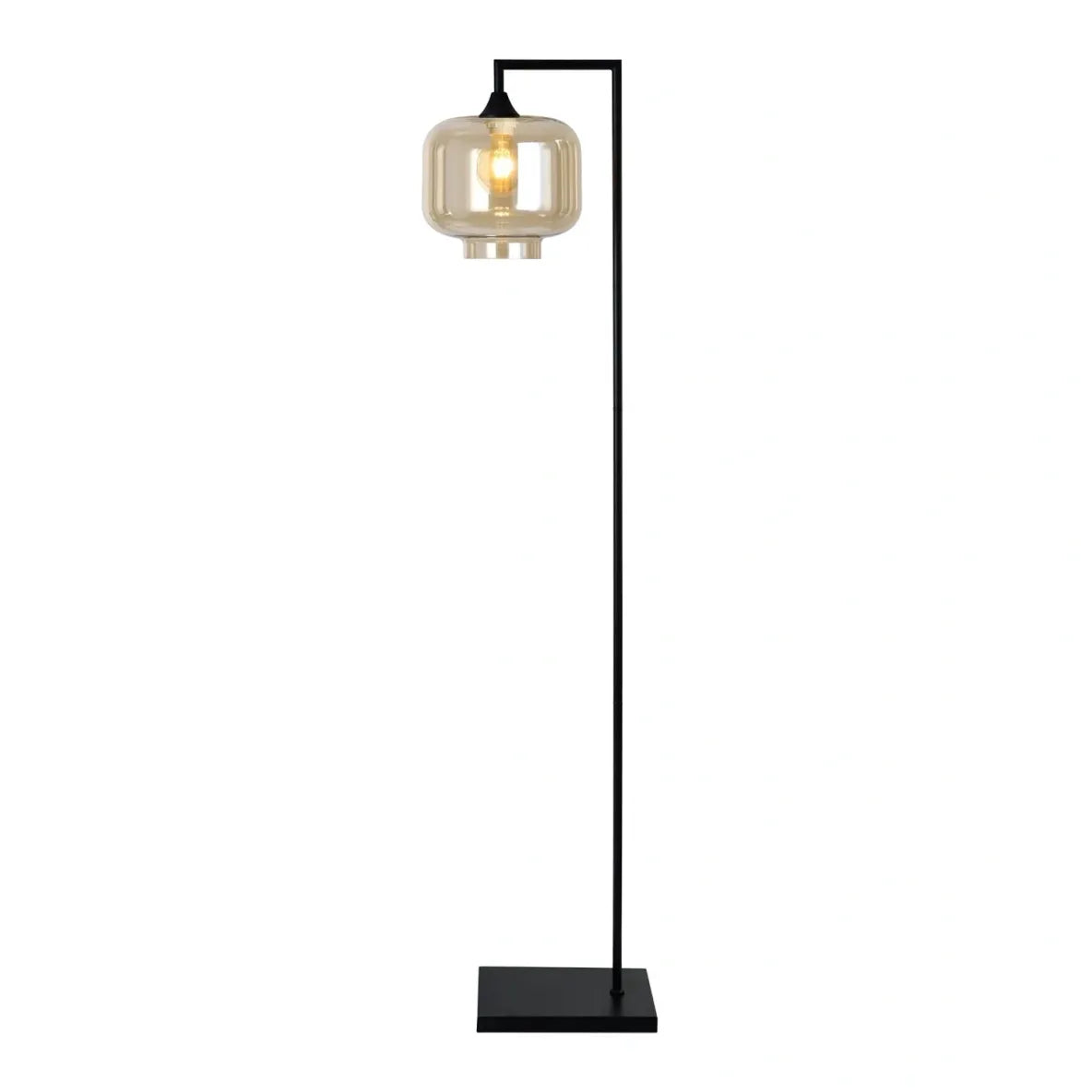 Murano Black Floor Lamp with Large Round Glass Shade