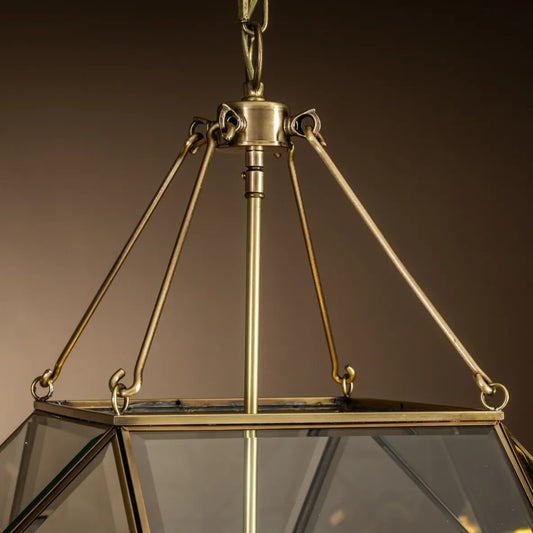 Venice Brass Square and Triangle Lantern Large