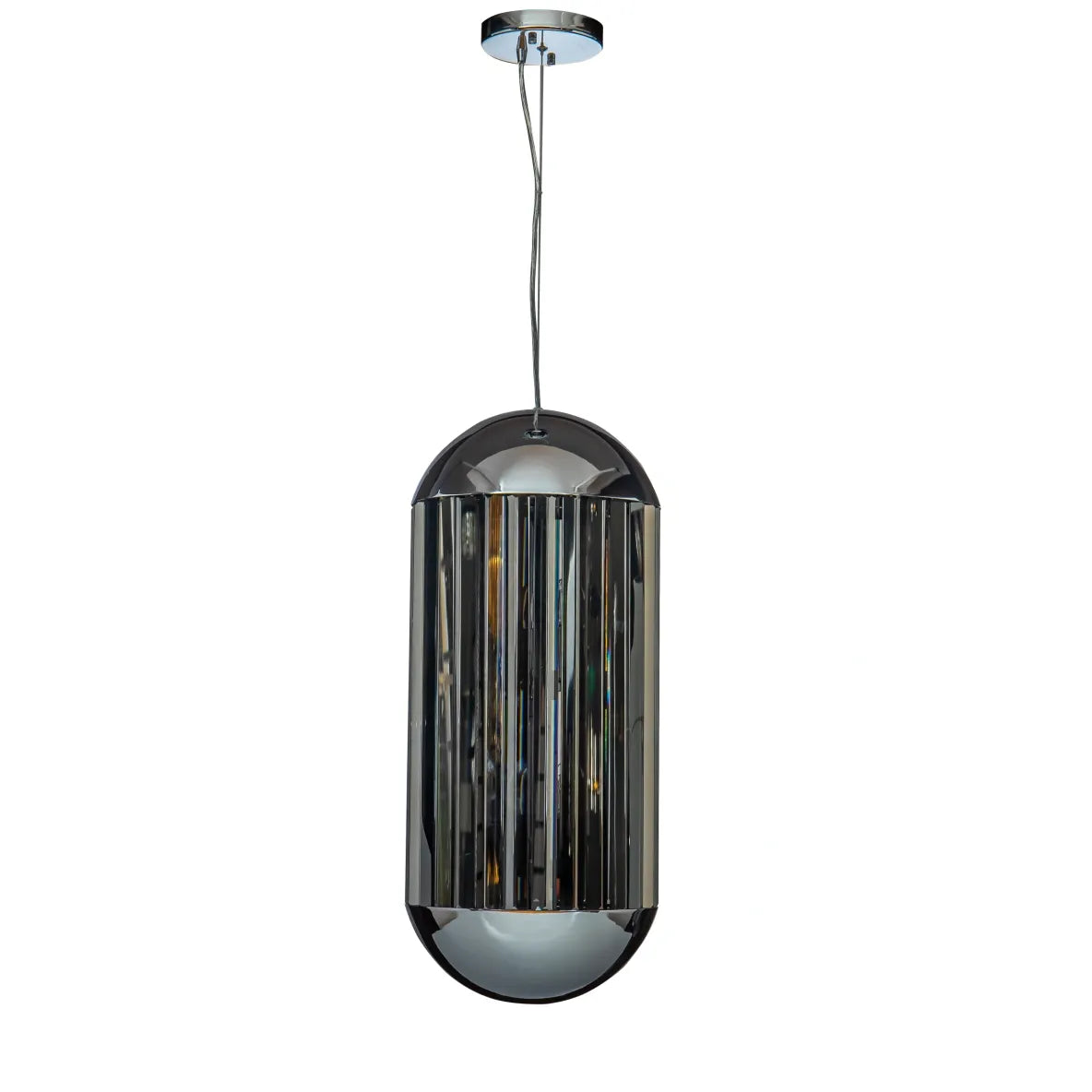 Burano Smoke Crystal Bullet Pendant Chrome Extra Large
