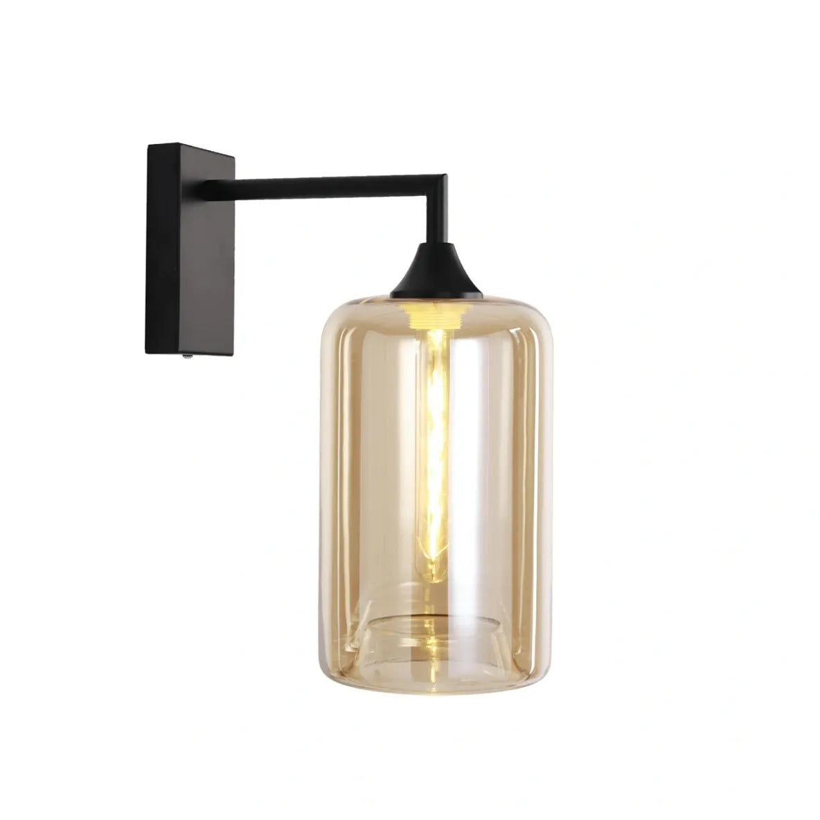 Murano Black Wall Light with Slim Cylinder glass