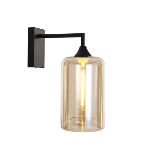 Murano Black Wall Light with Slim Cylinder glass