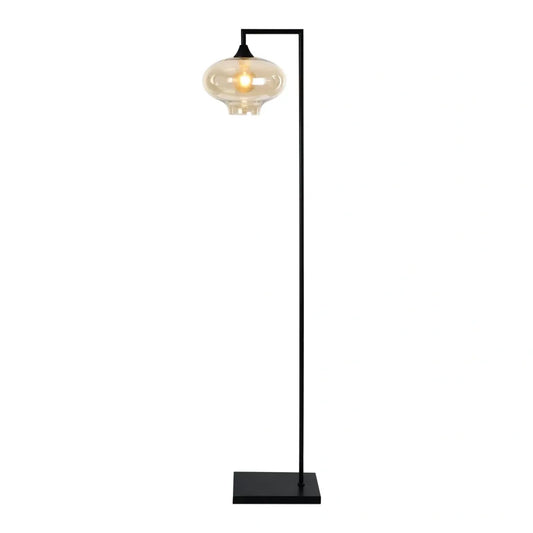 Murano Black Floor Lamp with Teardrop Glass Shade