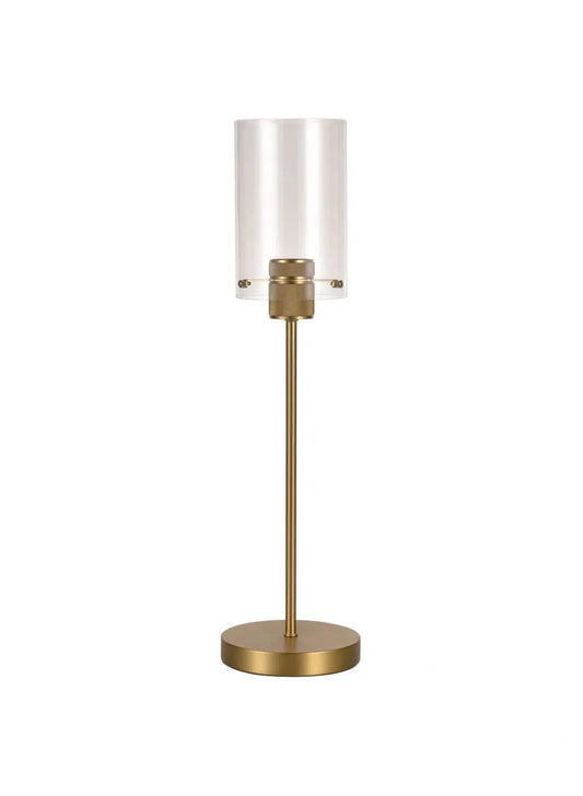 Slim Satin Brass/Gold Table lamp with Clear Glass Shade