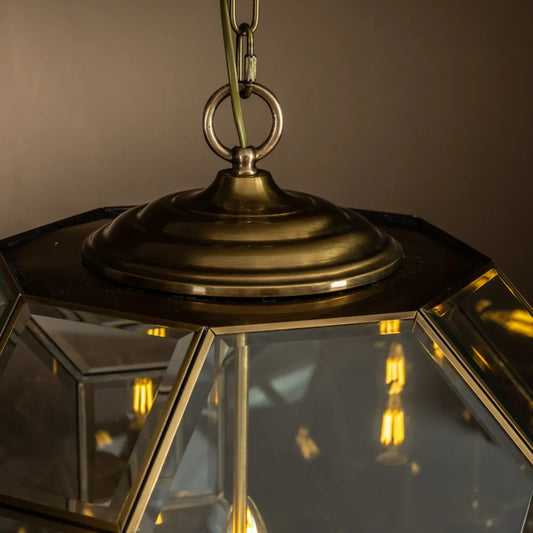 Venice Brass Hexagonal Lantern Large