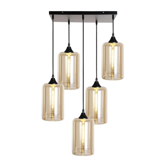 Murano 5 Light Pendant Slim Cylinder Shades