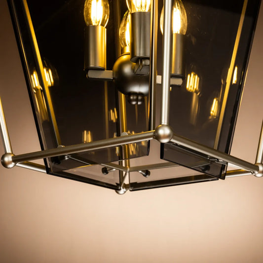 Venice 4 Light Amber Glass Lantern Large