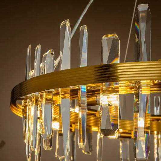 Burano Round Faceted Crystal pendant Brass