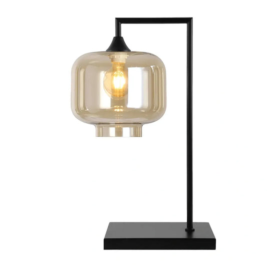Murano Large Black Table Lamp with Round Glass Shade