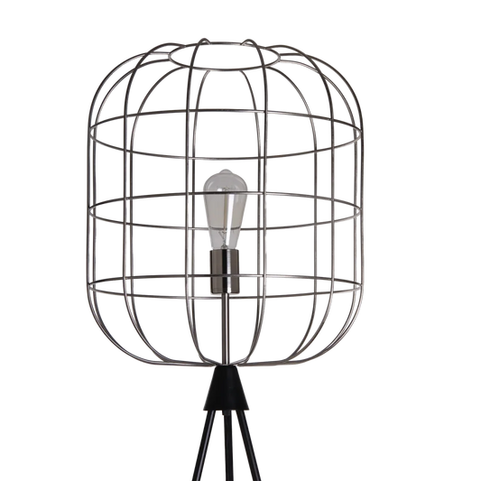 Torcello Wire Work Large Tripod Floor Lamp Satin Nickel