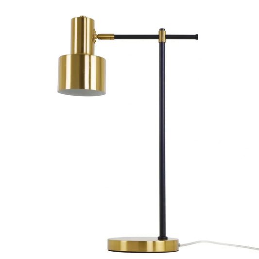 Tall Brass and Black Adjustable Table Lamp