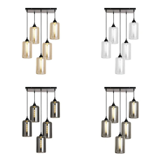 Murano 5 Light Pendant Slim Cylinder Shades
